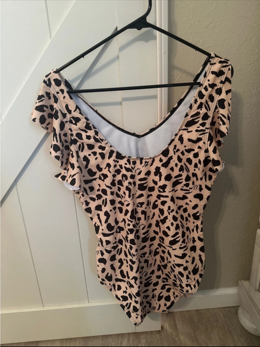 Womens Pink Leopard Print Swimsuit